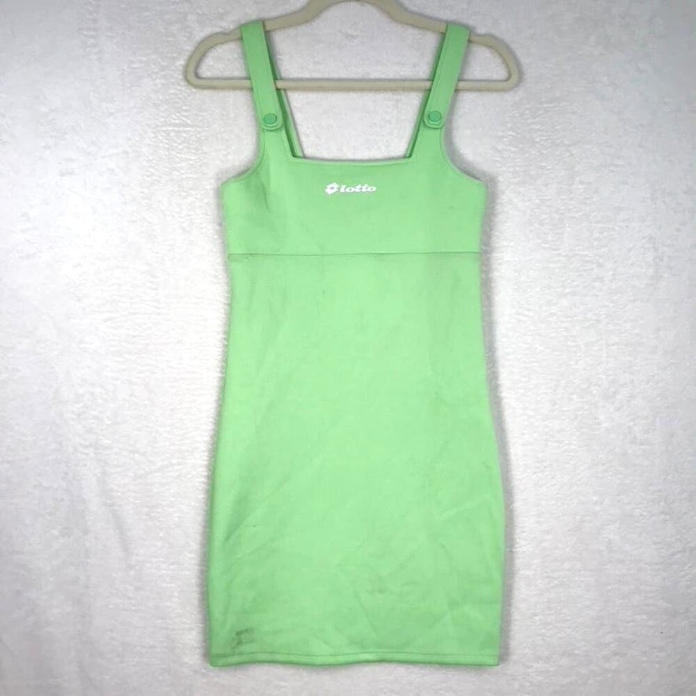 ZARA x Lotto Dress Womens Small‎ Green Mini Bodycon Tank Snap Straps Sports Brat